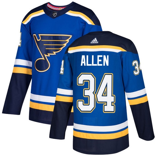 Adidas Blues #34 Jake Allen Blue Home Authentic Stitched NHL Jersey